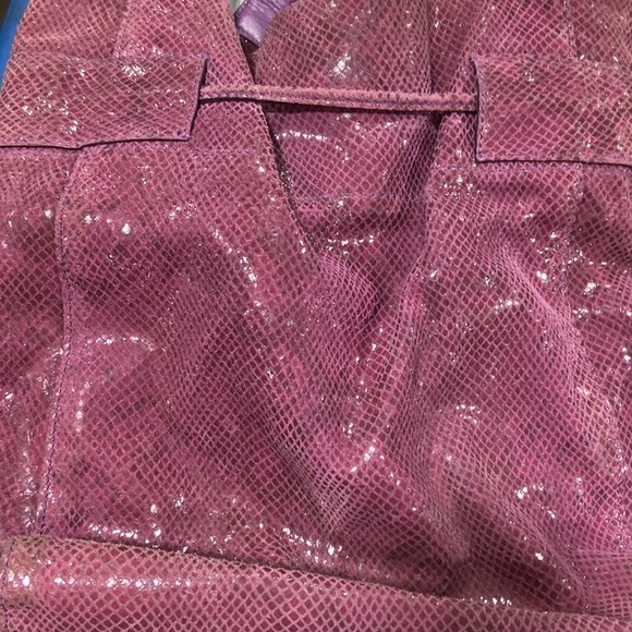 Cole Haan Marabelle Pythons Drawstring Tote, pockets, zipper, clean inside. - Picture 3 of 13